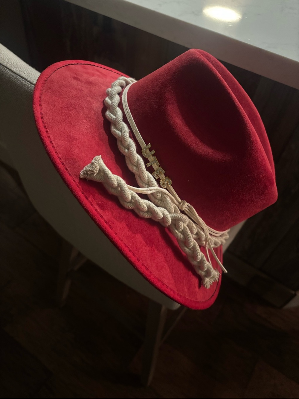 Utes - Red Felt Rancher Hat with Braided Accent - Utah Utes charm - M